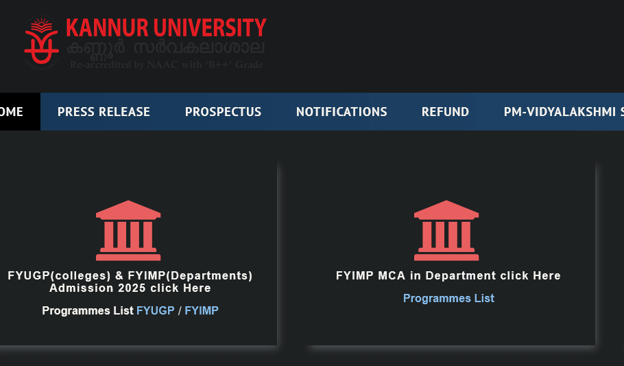 Kannur University UG First Allotment 2025: FYUGP Admission, Results, and Key Dates