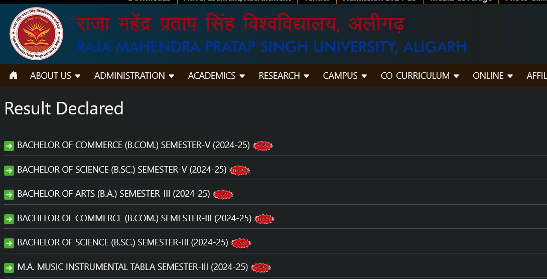 RMPSU Aligarh Result 2025 Out: B.Com & B.Sc Semester-V Declared – Check Now!