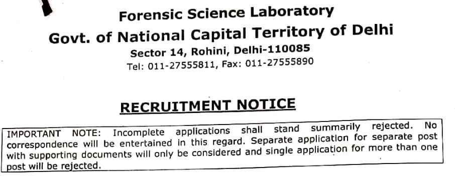 Delhi FSL JSO Recruitment 2025 (116 Vacancies) | Apply by April 24 | Walk-In Interview featured image