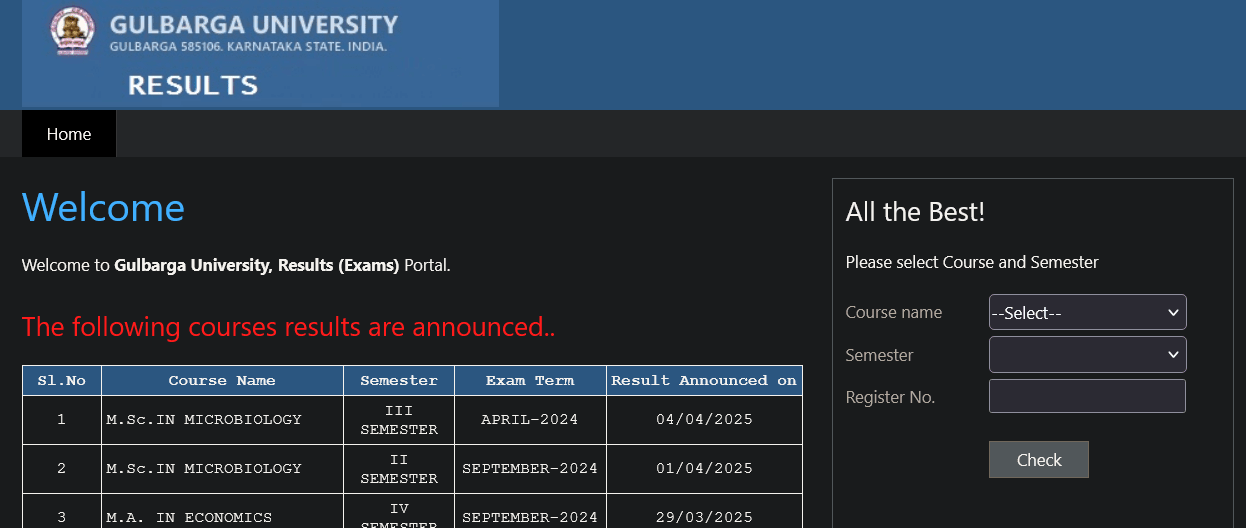 Gulbarga University Results 2025 Declared – BA, BSc, BCom, MA, MSc, MCom @ gug.ac.in featured image