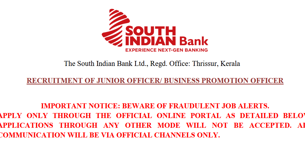 South Indian Bank Junior Officer Recruitment 2025: Apply Online, Eligibility, Dates & Selection Process